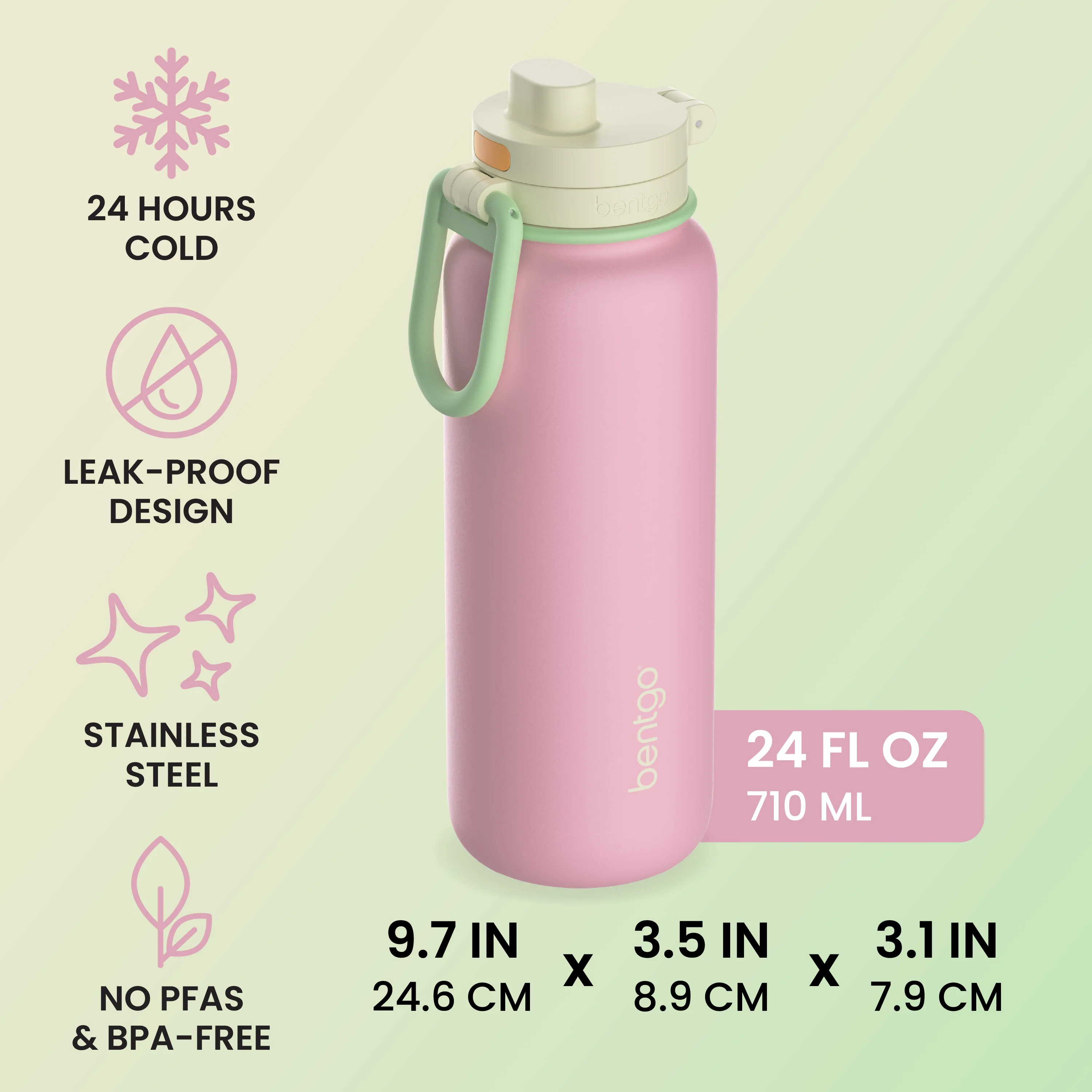 Bentgo Flip 2-in-1 Water Bottle (24 fl oz) - Blushing - Image 59
