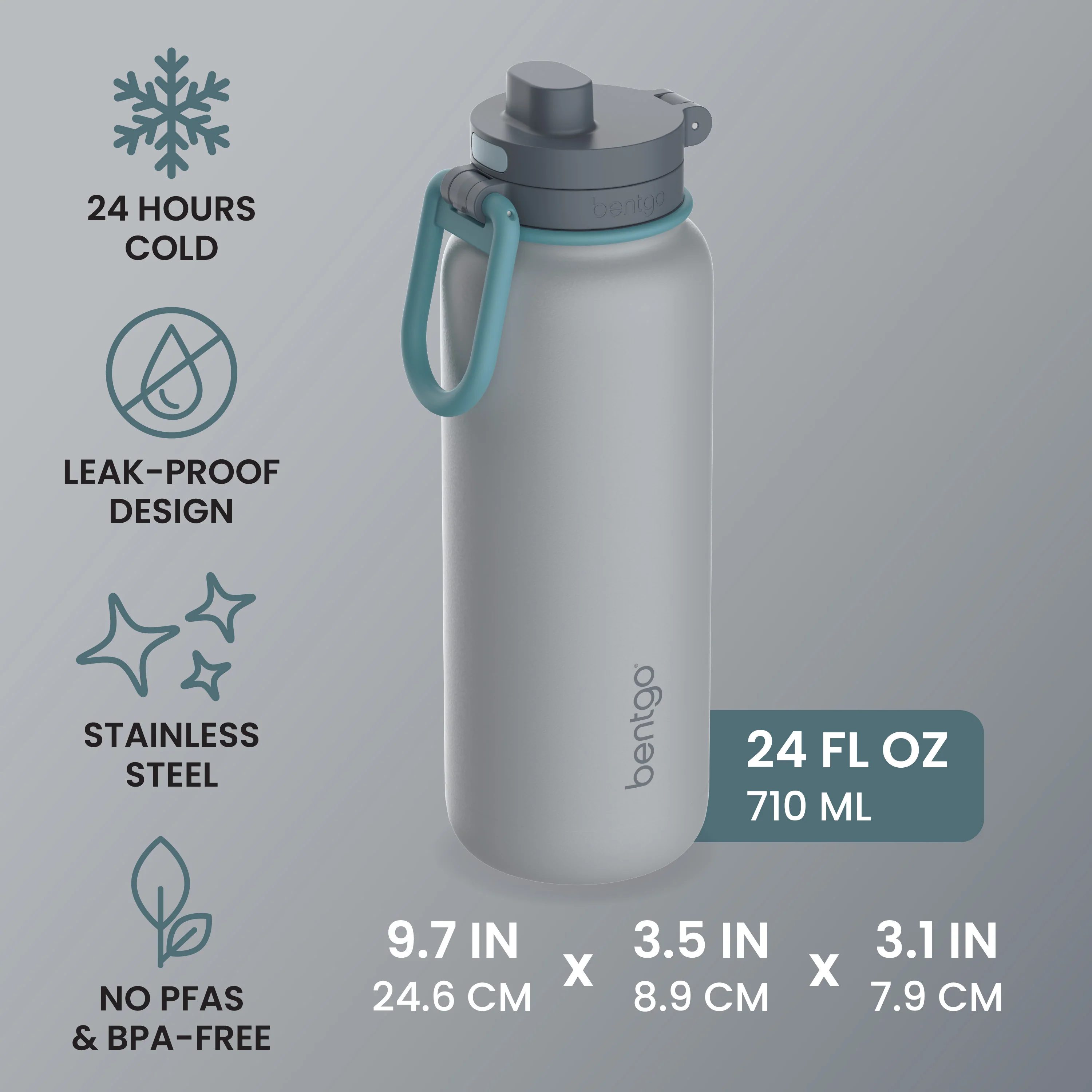 Bentgo Flip 2-in-1 Water Bottle (24 fl oz) - Blushing - Image 3