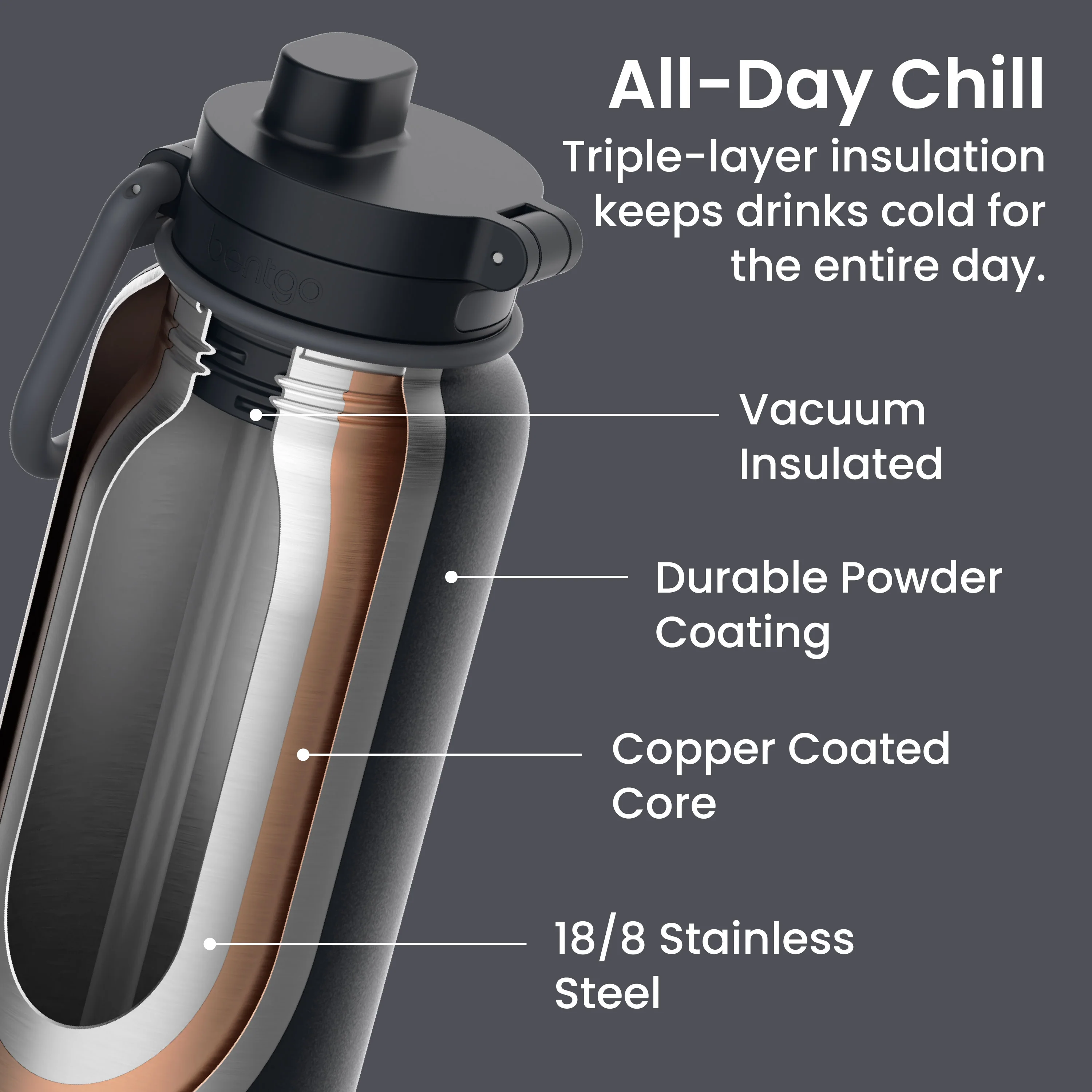 Bentgo Flip 2-in-1 Water Bottle (24 fl oz) - Blushing - Image 12