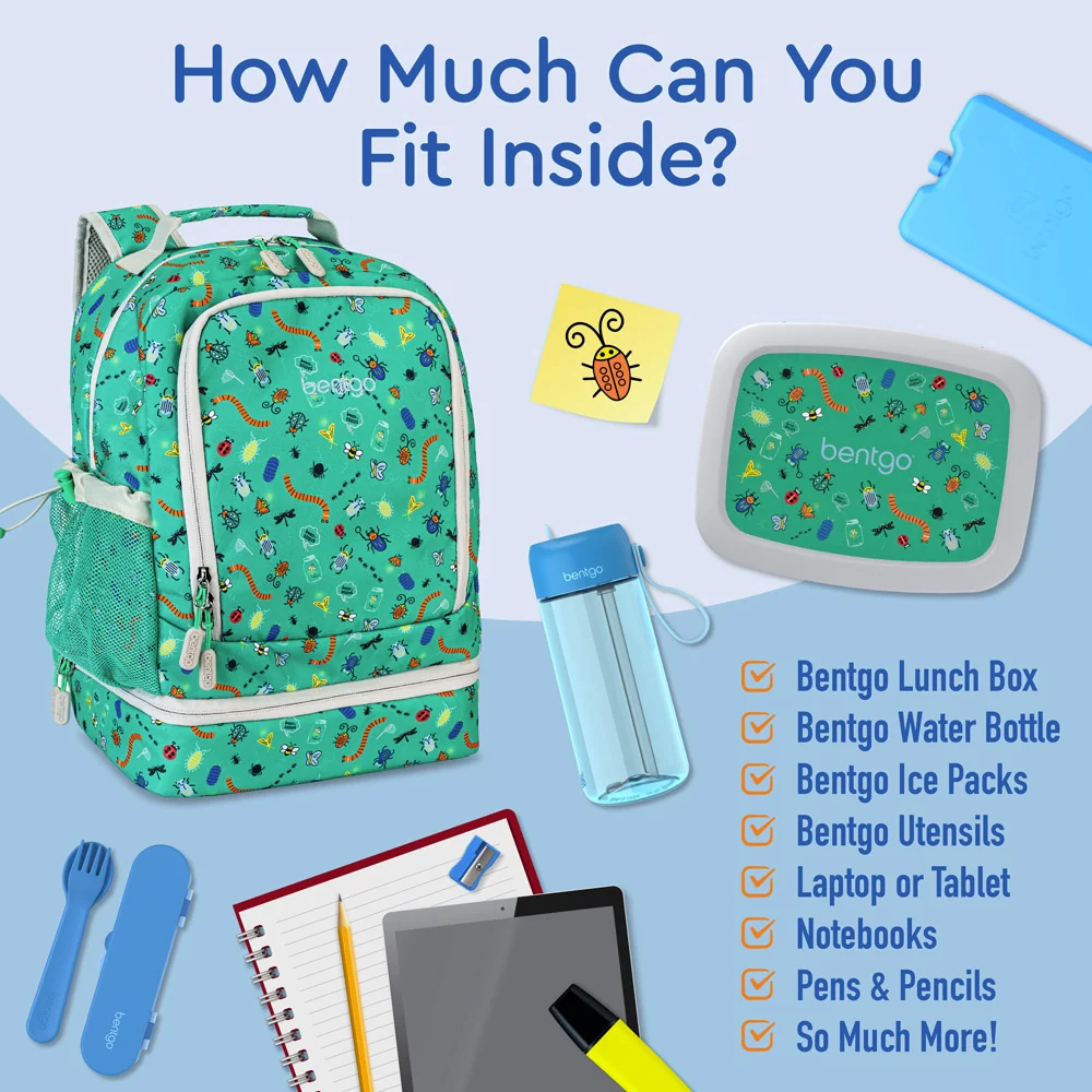 Bentgo Kids Prints 2-in-1 Backpack & Lunch Bag - Bug Buddies - Image 70