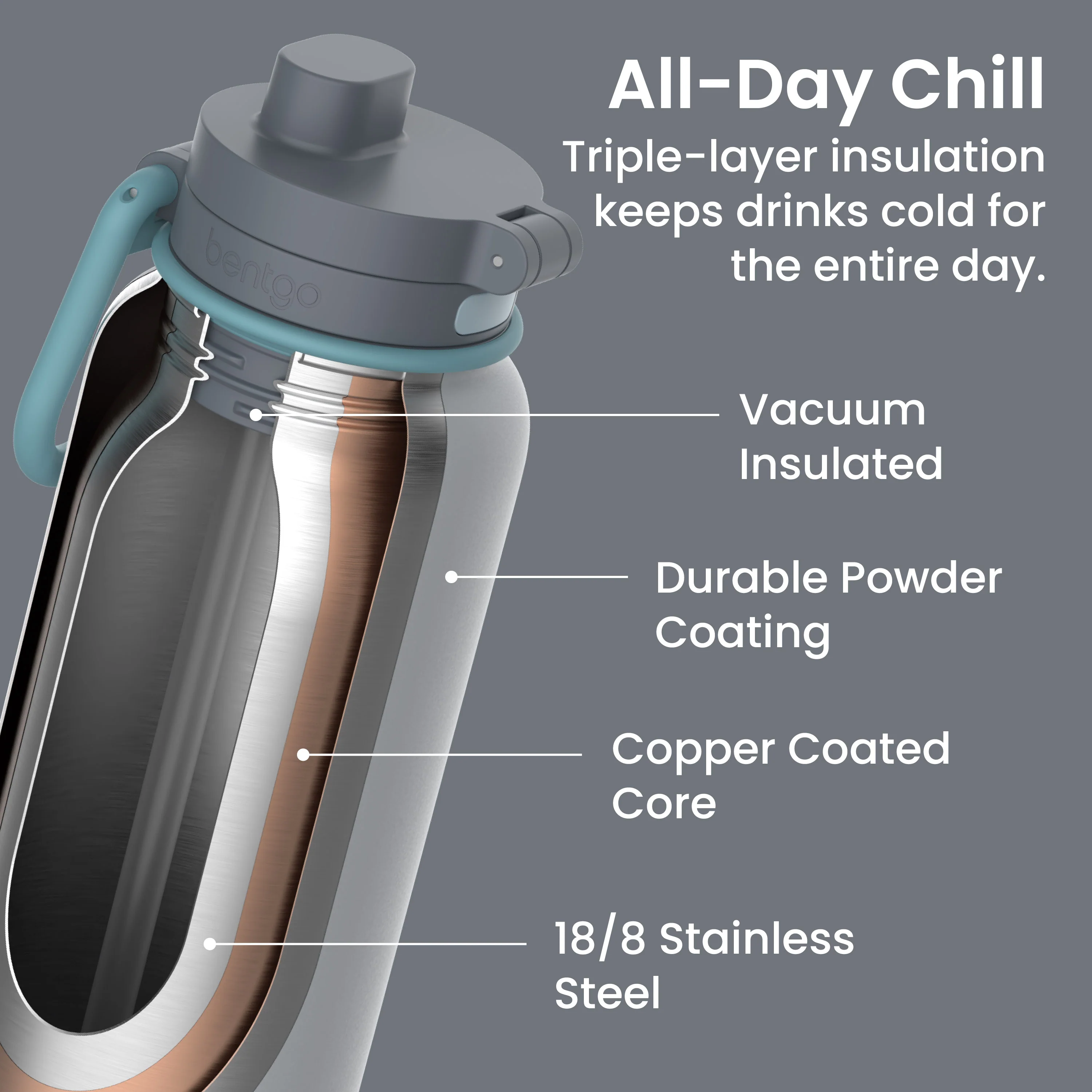 Bentgo Flip 2-in-1 Water Bottle (24 fl oz) - Blushing - Image 4