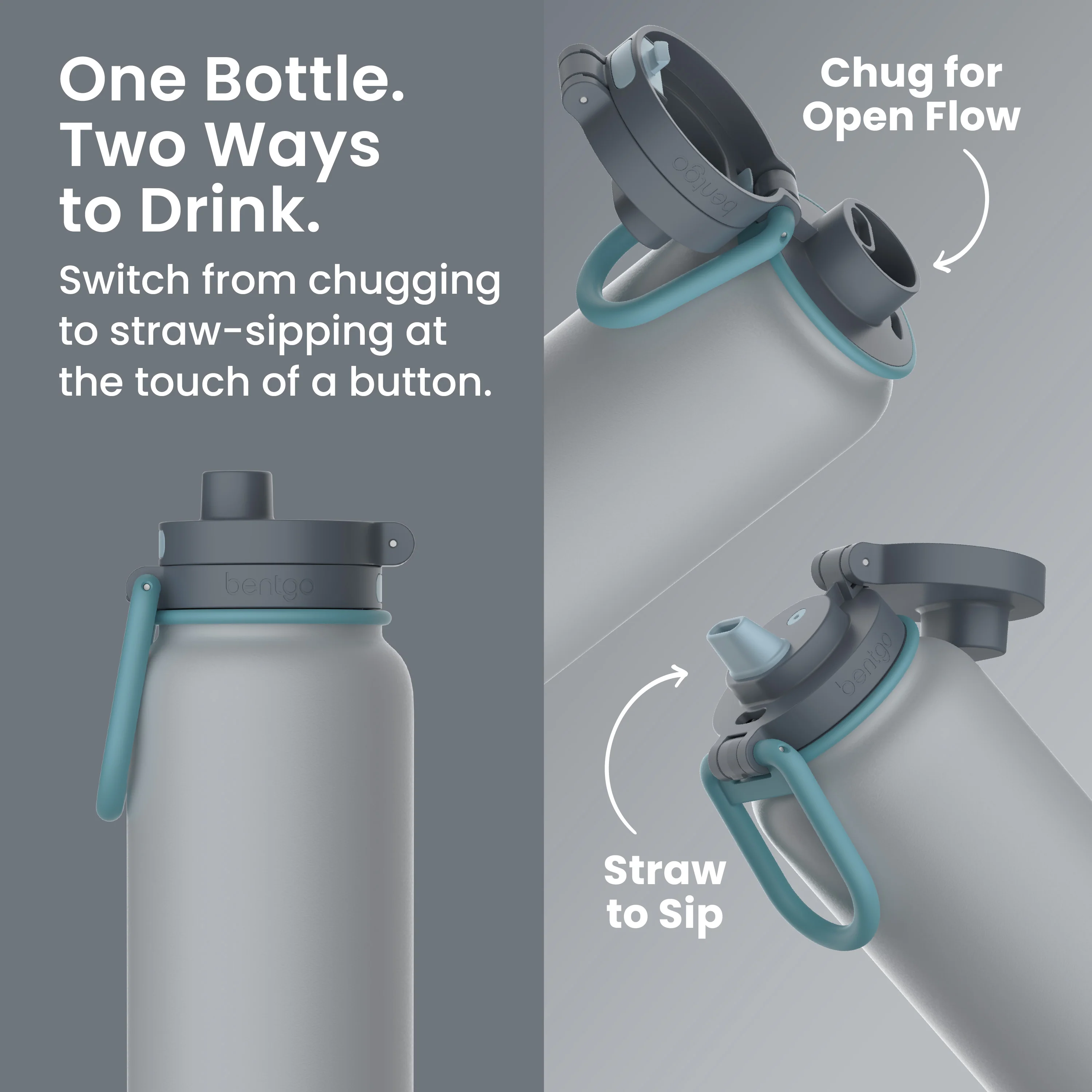 Bentgo Flip 2-in-1 Water Bottle (24 fl oz) - Blushing - Image 2