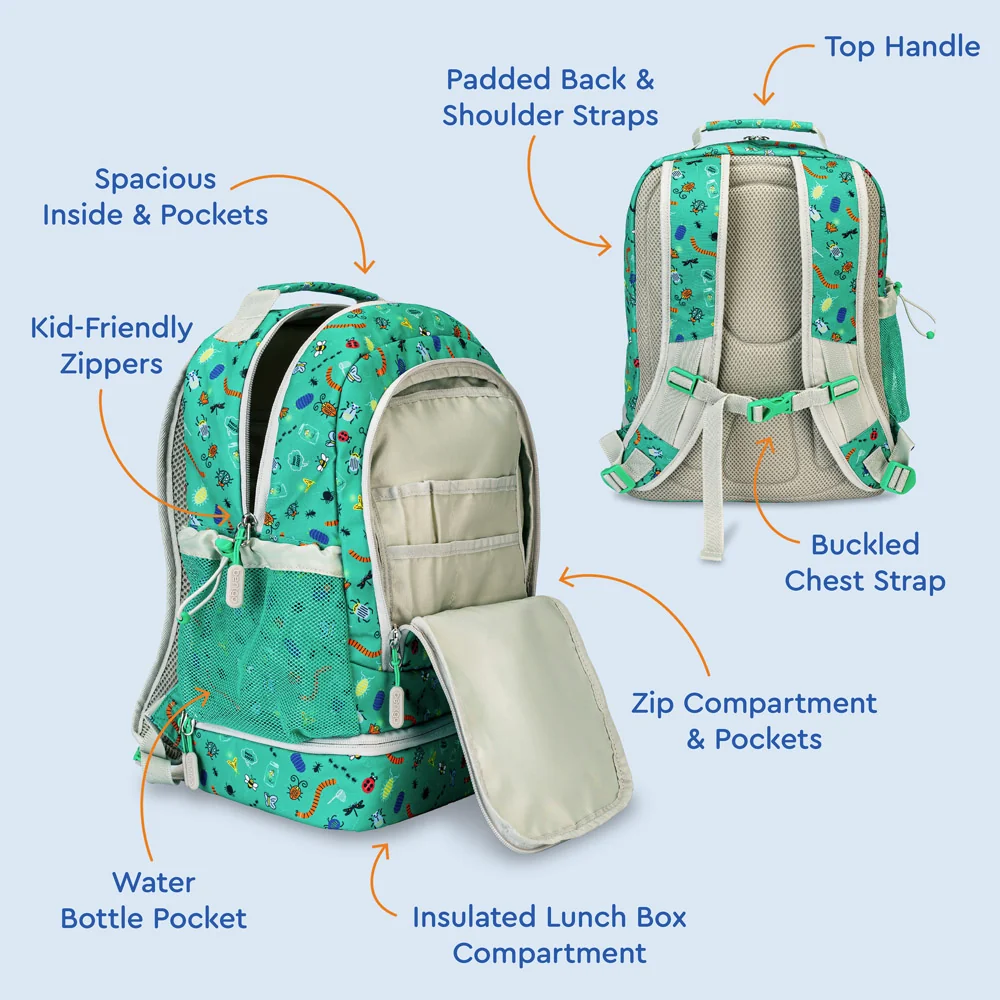 Bentgo Kids Prints 2-in-1 Backpack & Lunch Bag - Bug Buddies - Image 69