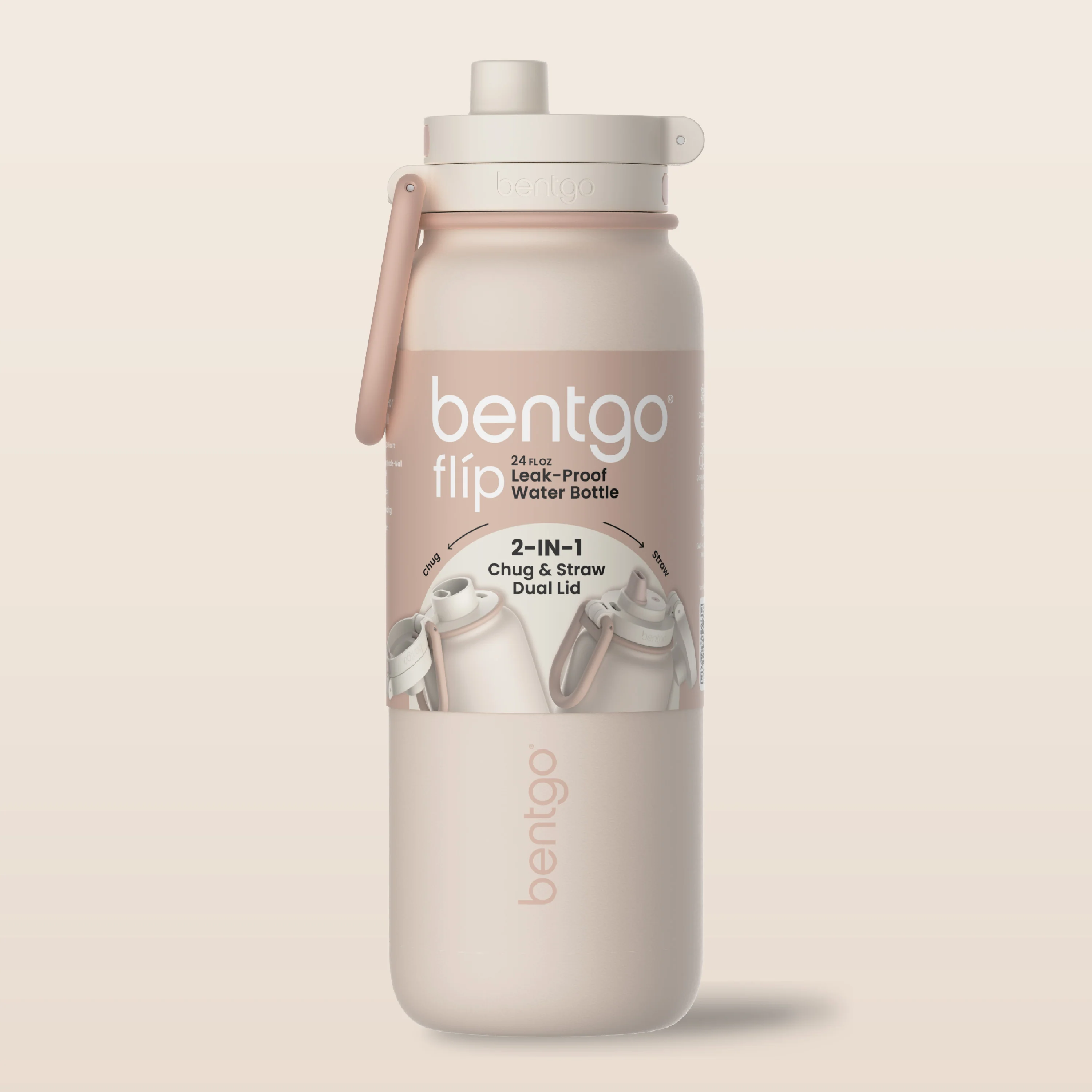 Bentgo Flip 2-in-1 Water Bottle (24 fl oz) - Blushing - Image 40