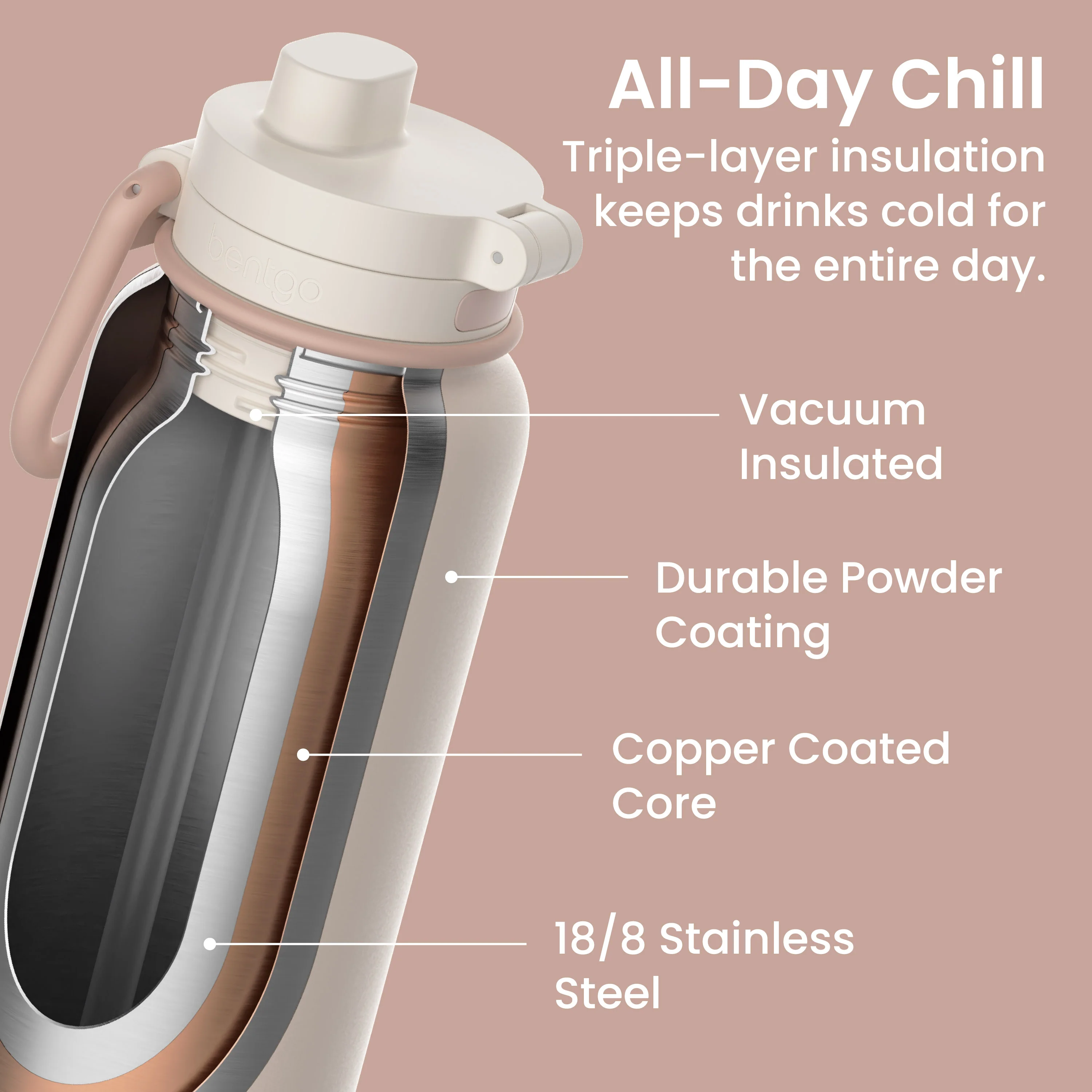 Bentgo Flip 2-in-1 Water Bottle (24 fl oz) - Blushing - Image 36