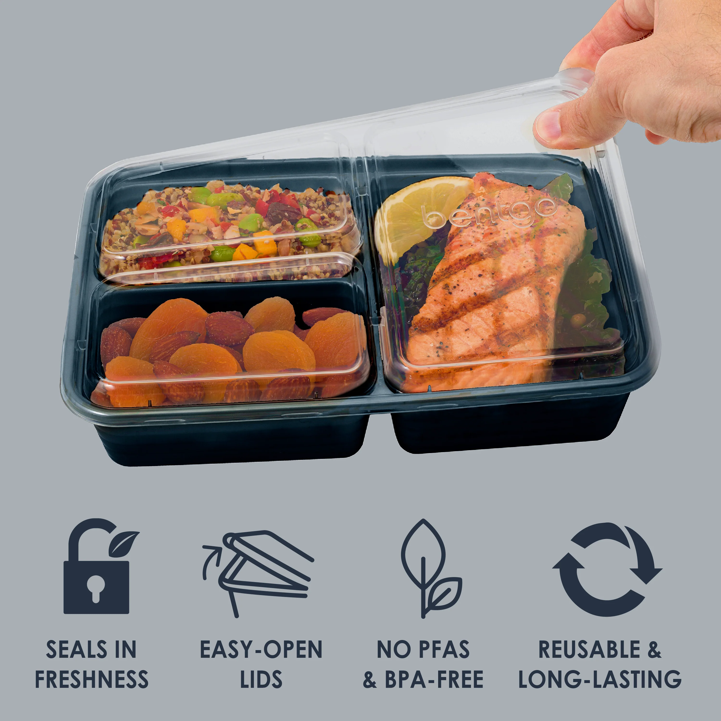 Bentgo Prep 3-Compartment Meal Prep Containers (20-Piece) - Rosette Glitter - Image 12