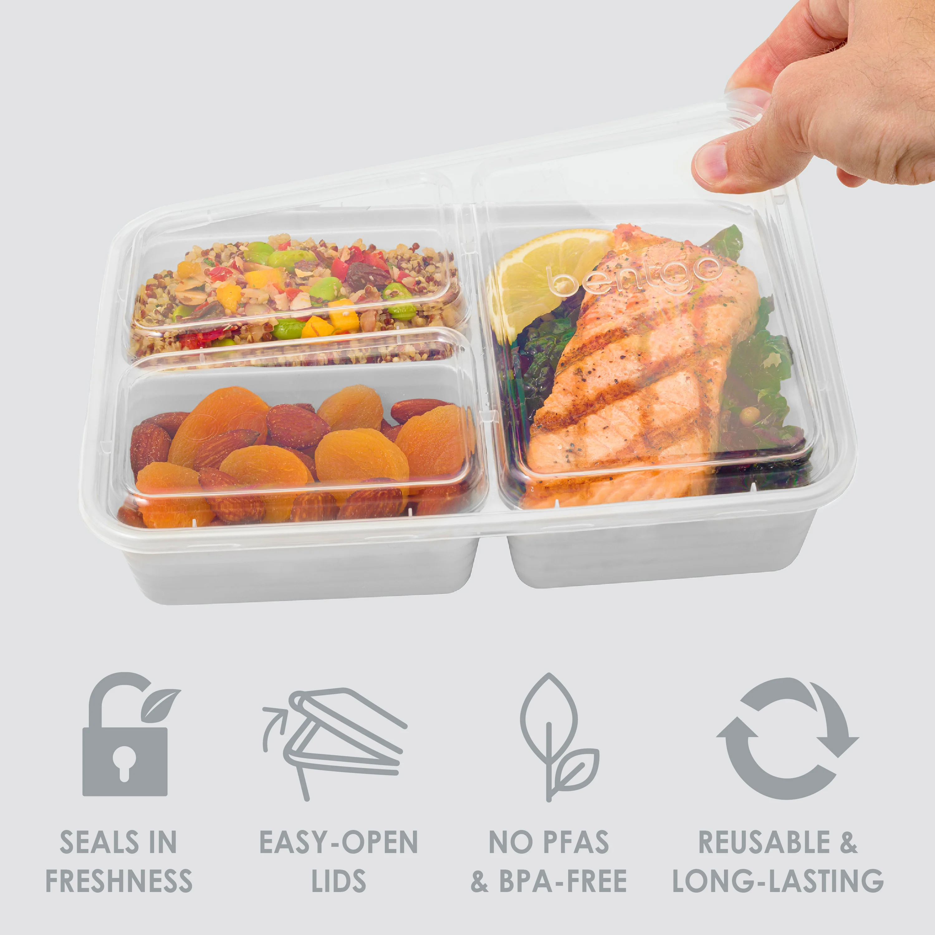 Bentgo Prep 3-Compartment Meal Prep Containers (20-Piece) - Rosette Glitter - Image 20