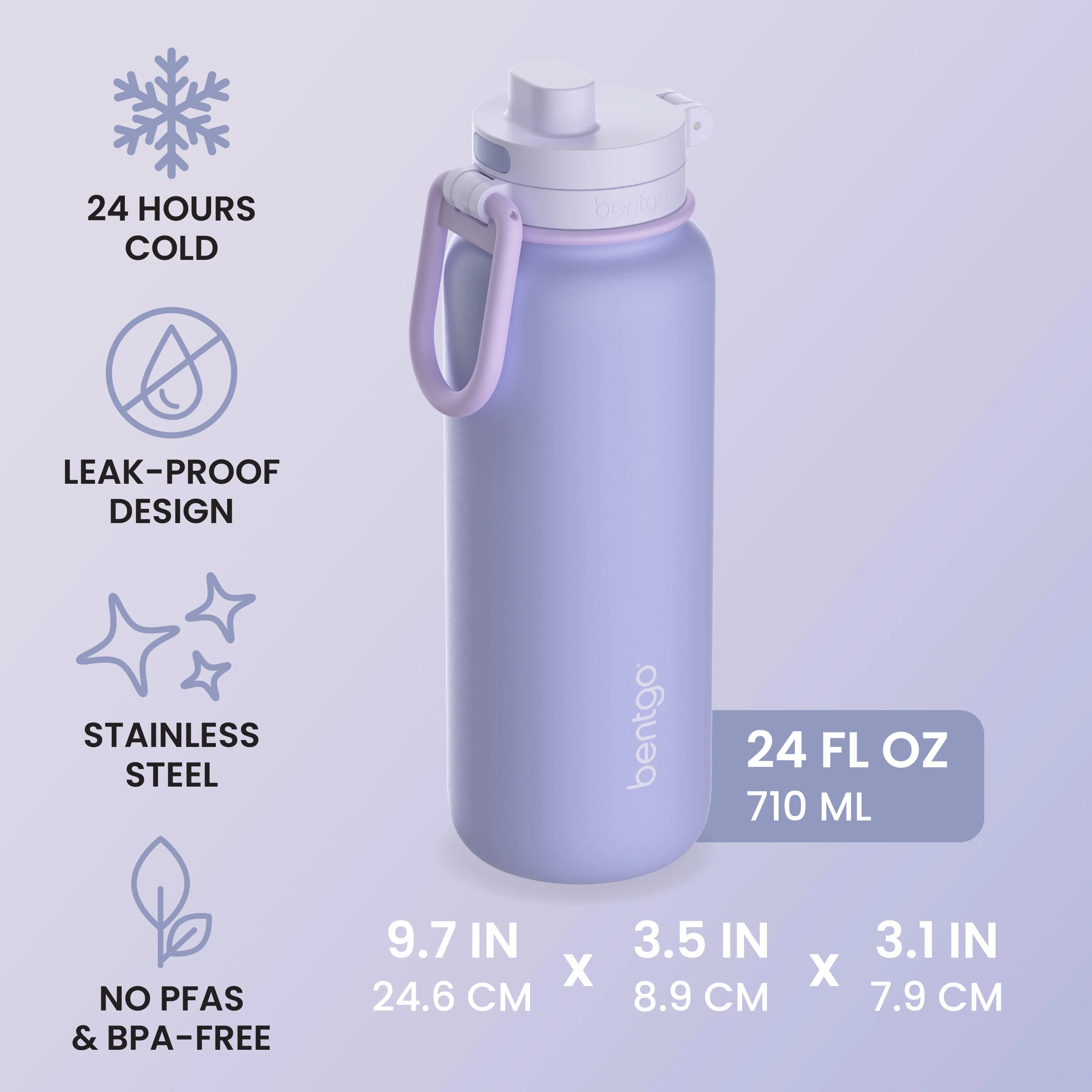 Bentgo Flip 2-in-1 Water Bottle (24 fl oz) - Blushing - Image 43
