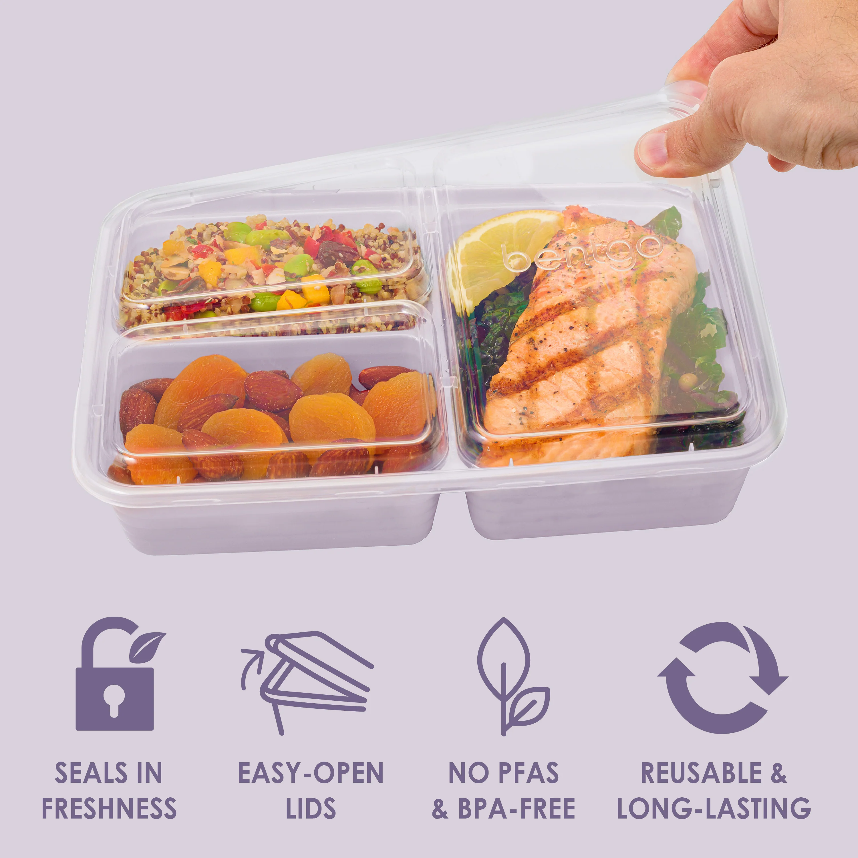 Bentgo Prep 3-Compartment Meal Prep Containers (20-Piece) - Rosette Glitter - Image 4