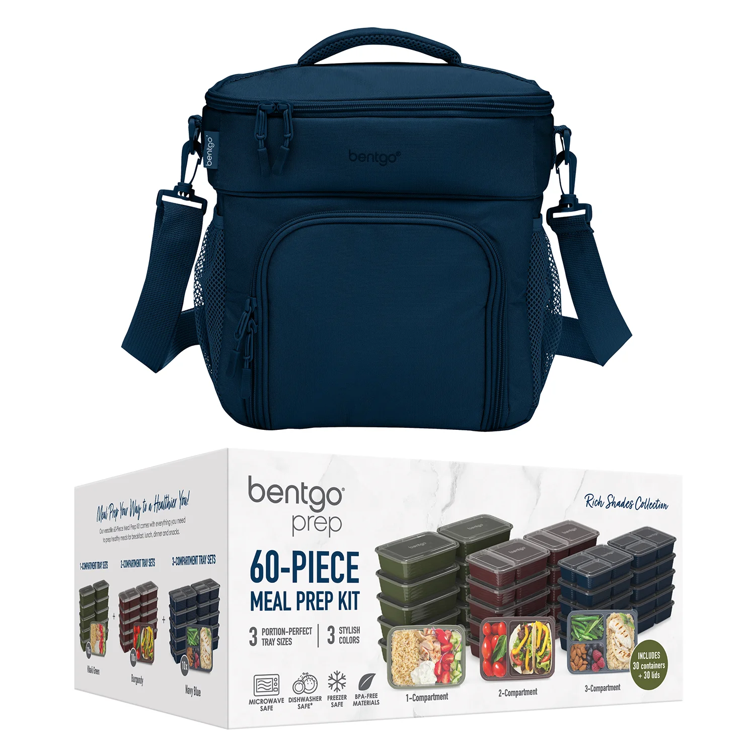 Bentgo Prep Deluxe Bag & 60-Piece Meal Prep Container Set - Blush and Floral Pastel
