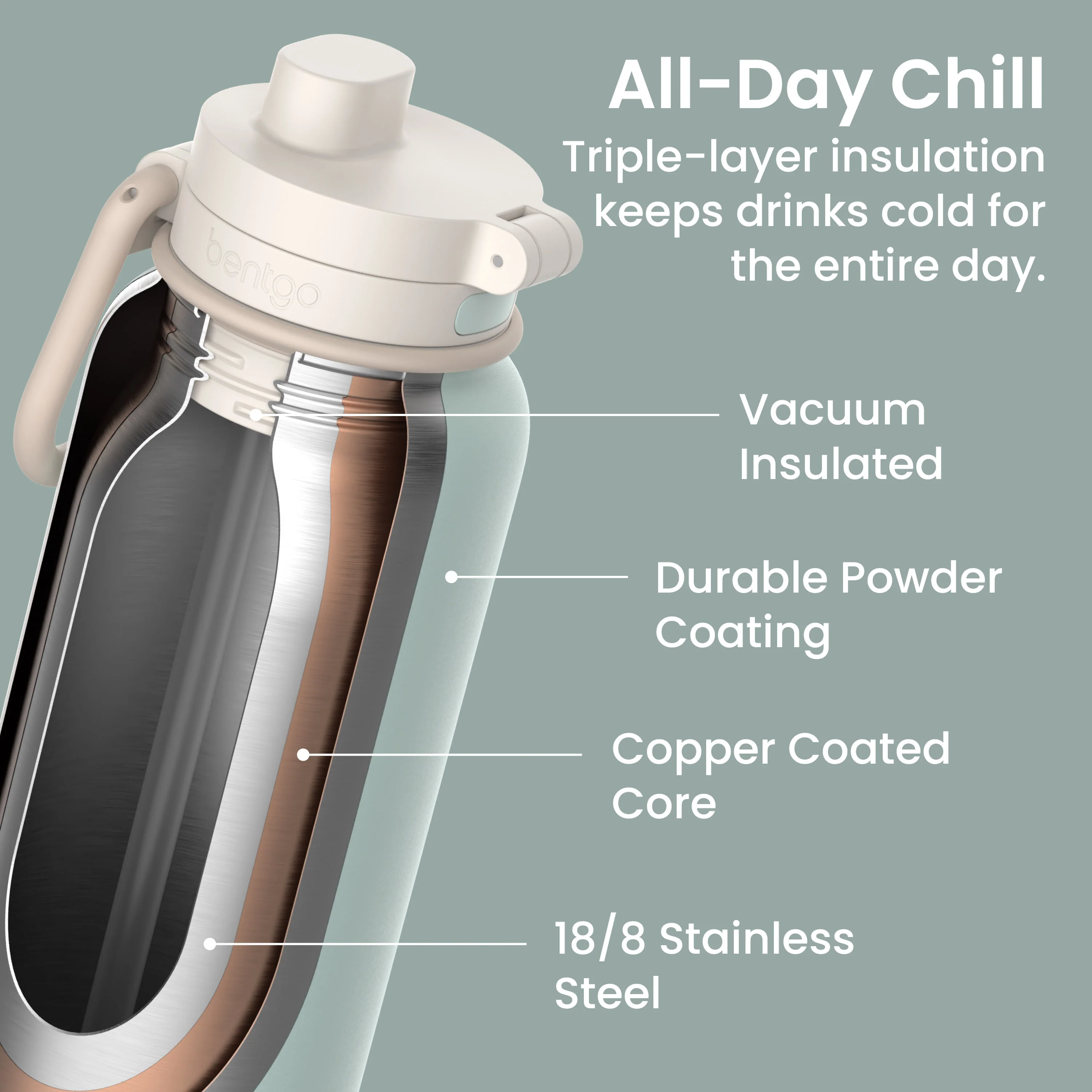 Bentgo Flip 2-in-1 Water Bottle (24 fl oz) - Blushing - Image 68