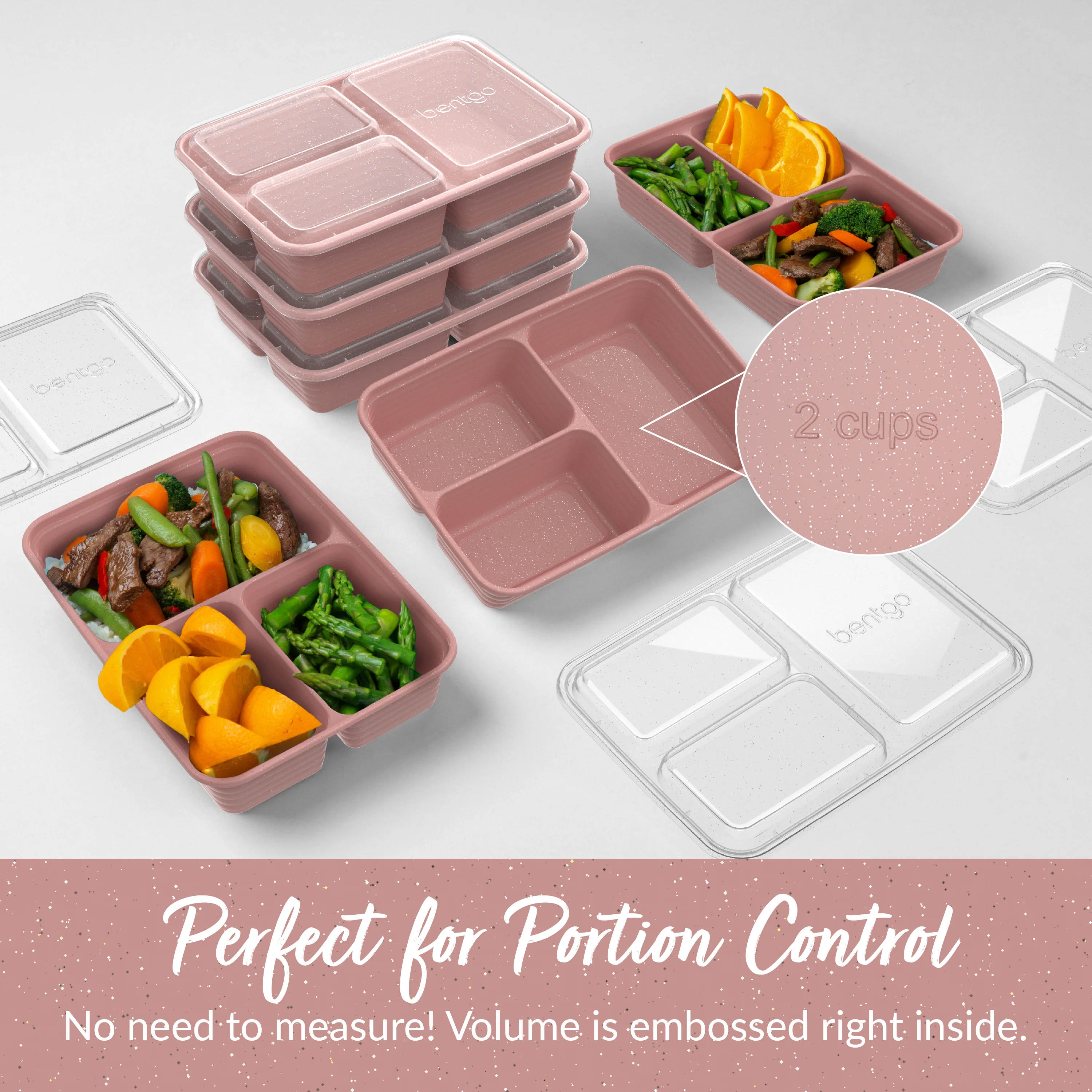Bentgo Prep 3-Compartment Meal Prep Containers (20-Piece) - Rosette Glitter - Image 38