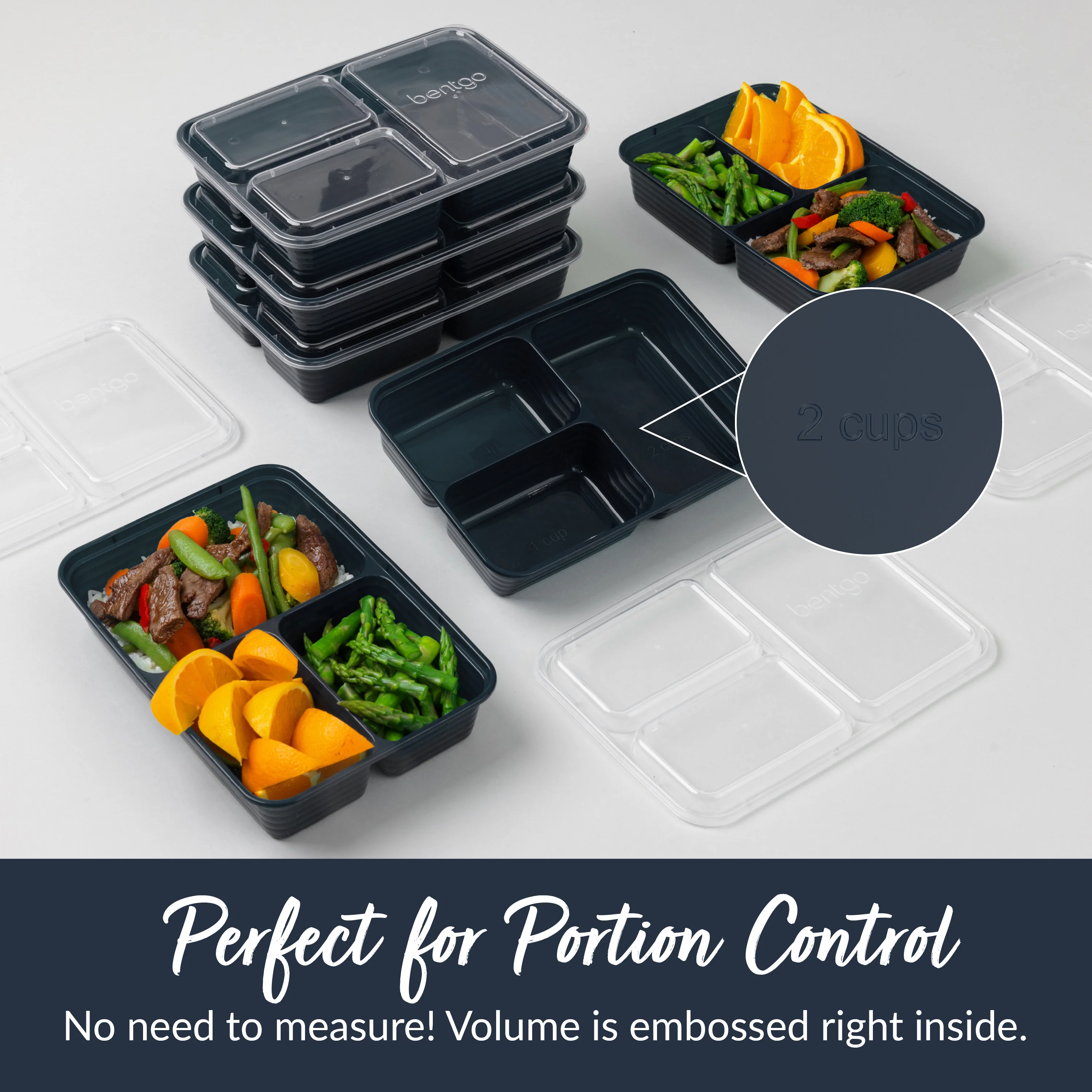 Bentgo Prep 3-Compartment Meal Prep Containers (20-Piece) - Rosette Glitter - Image 14