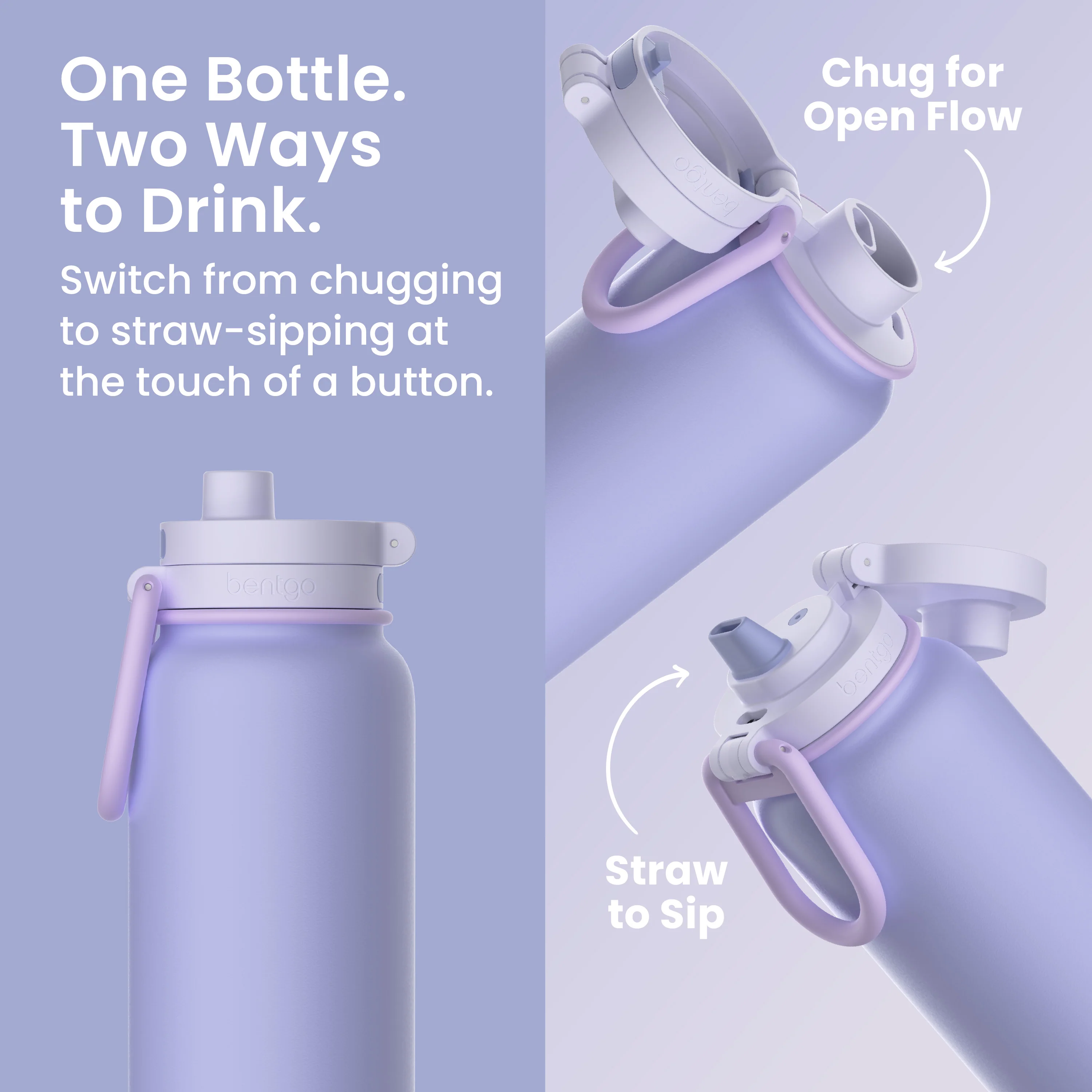 Bentgo Flip 2-in-1 Water Bottle (24 fl oz) - Blushing - Image 42
