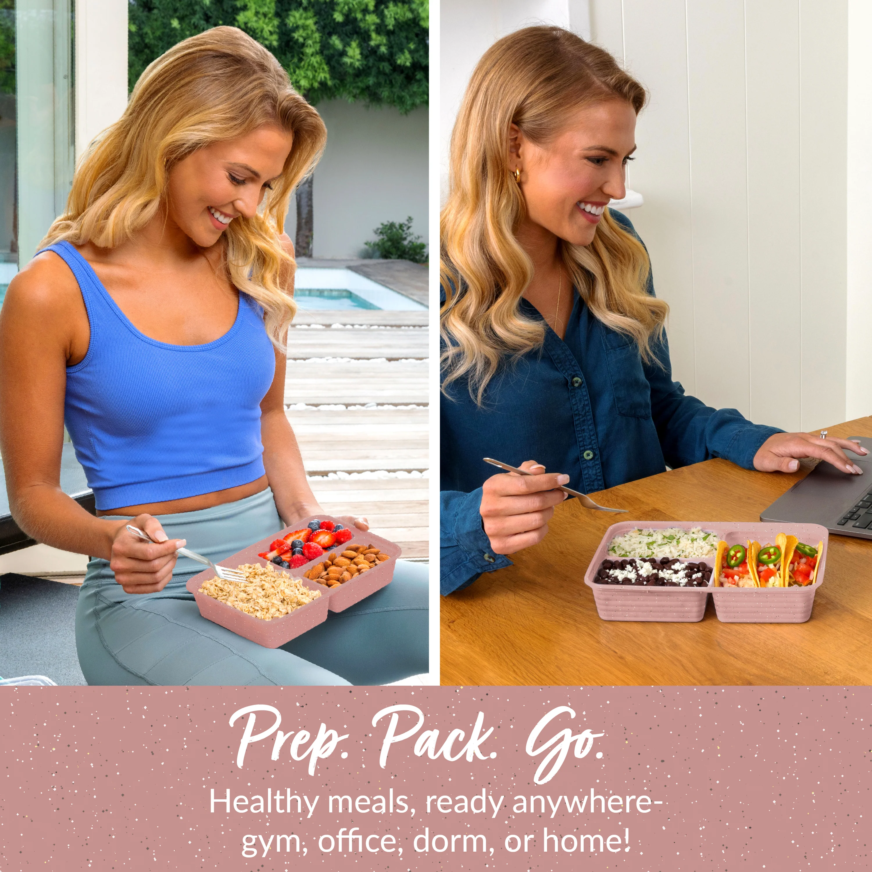 Bentgo Prep 3-Compartment Meal Prep Containers (20-Piece) - Rosette Glitter - Image 35