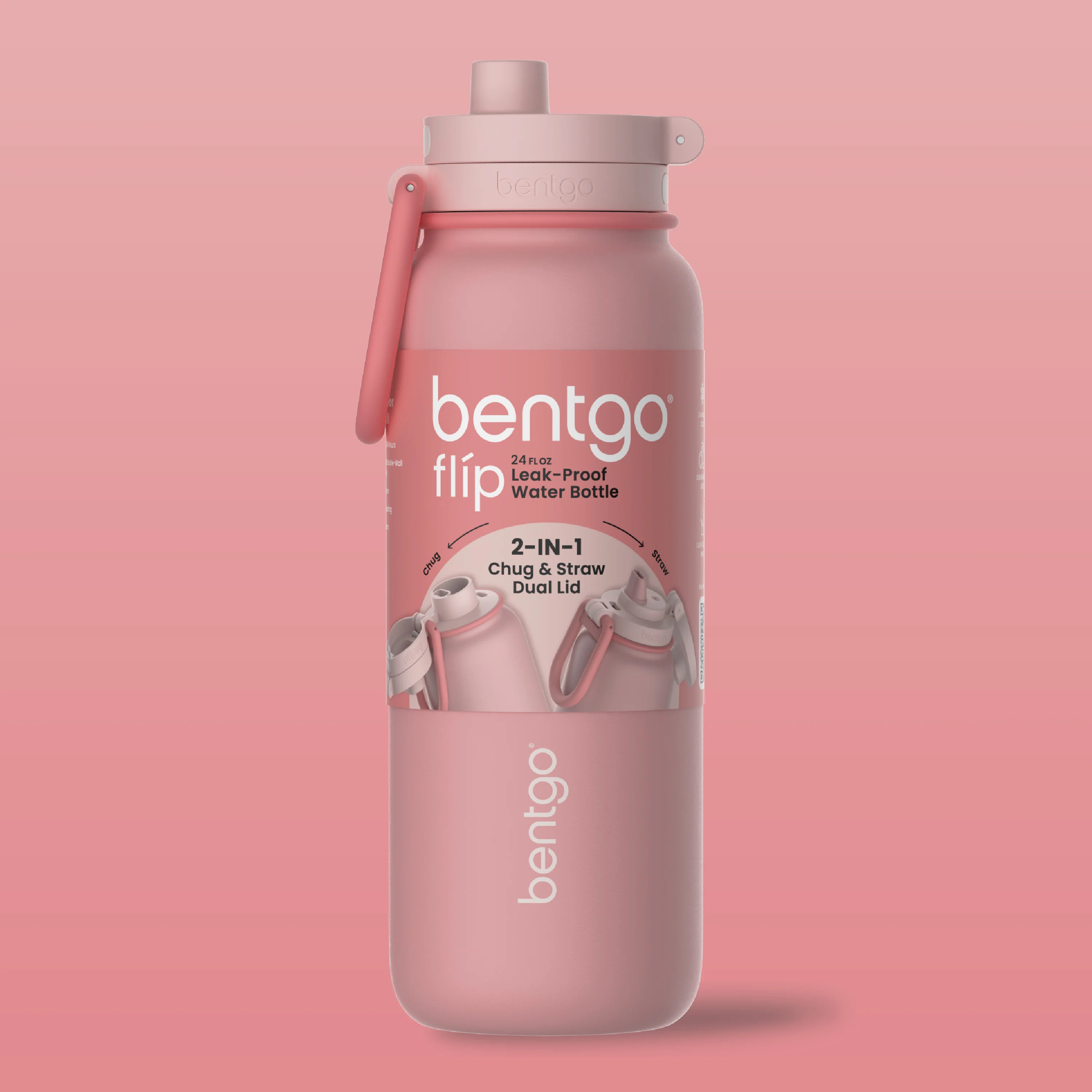 Bentgo Flip 2-in-1 Water Bottle (24 fl oz) - Blushing - Image 32