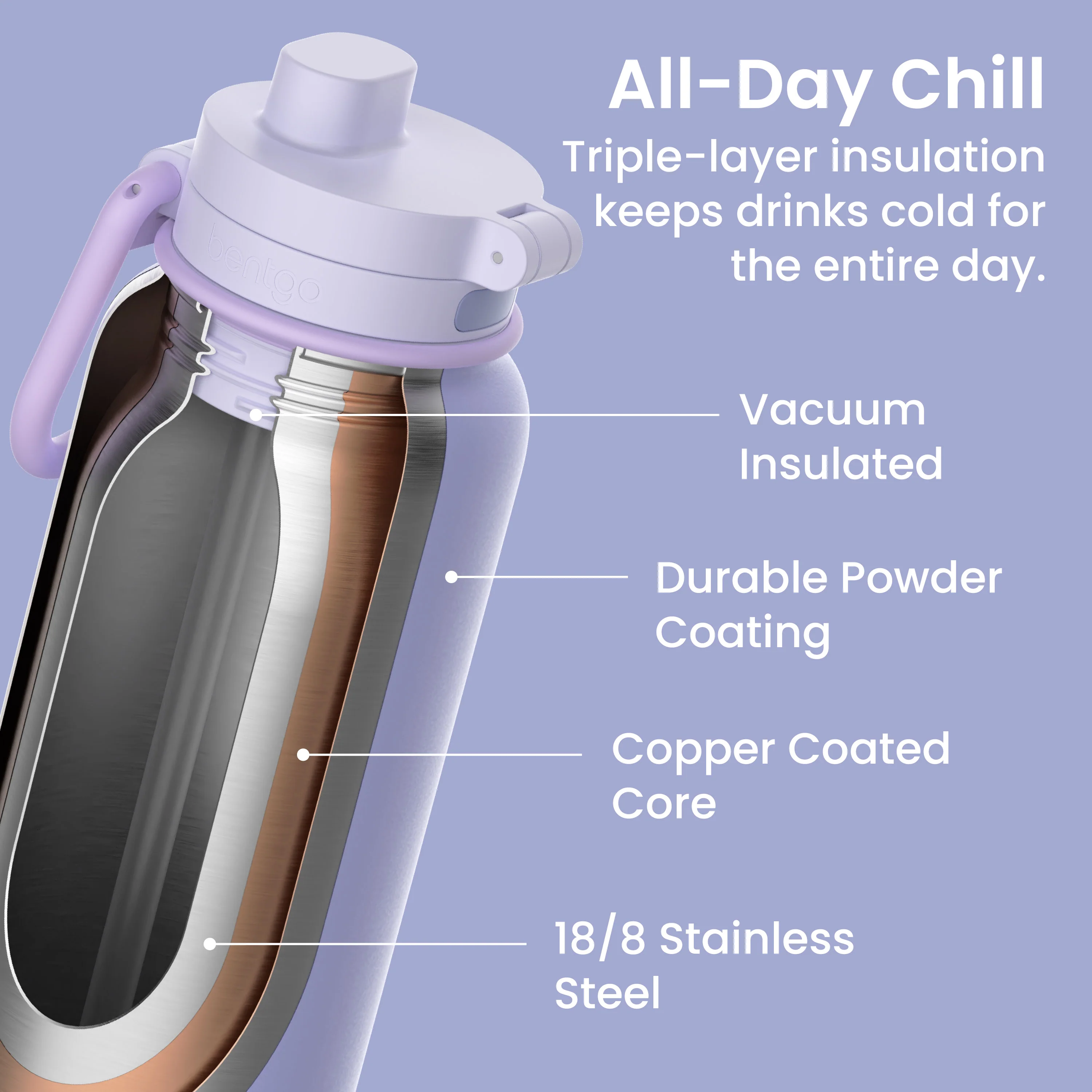 Bentgo Flip 2-in-1 Water Bottle (24 fl oz) - Blushing - Image 44