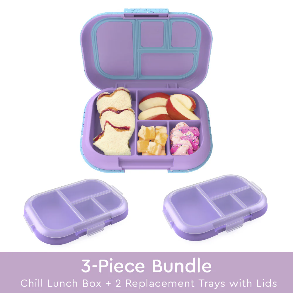 Bentgo Chill Kids Lunch Box & 2 Extra Trays with Lids - Truly Teal Speckle