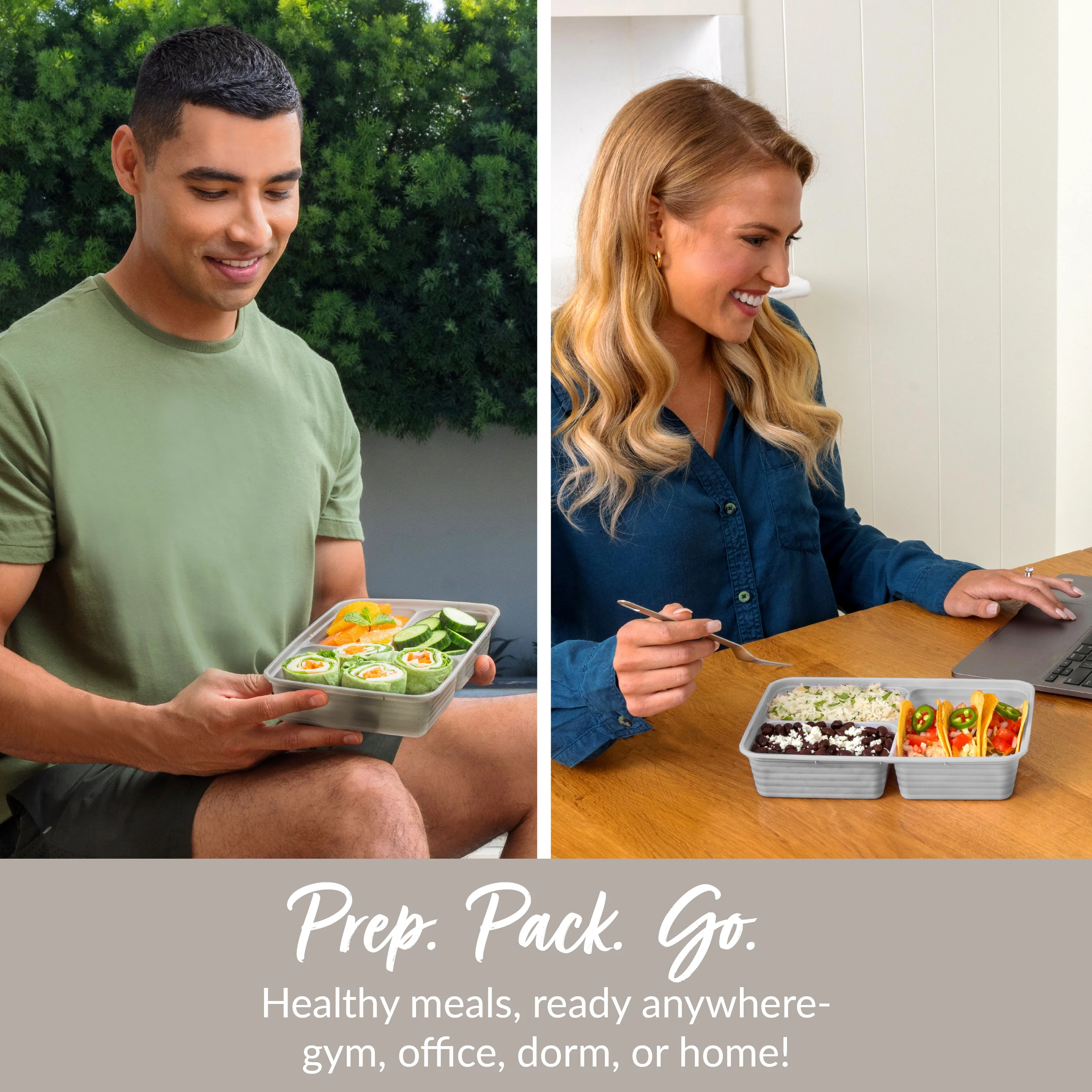 Bentgo Prep 3-Compartment Meal Prep Containers (20-Piece) - Rosette Glitter - Image 27