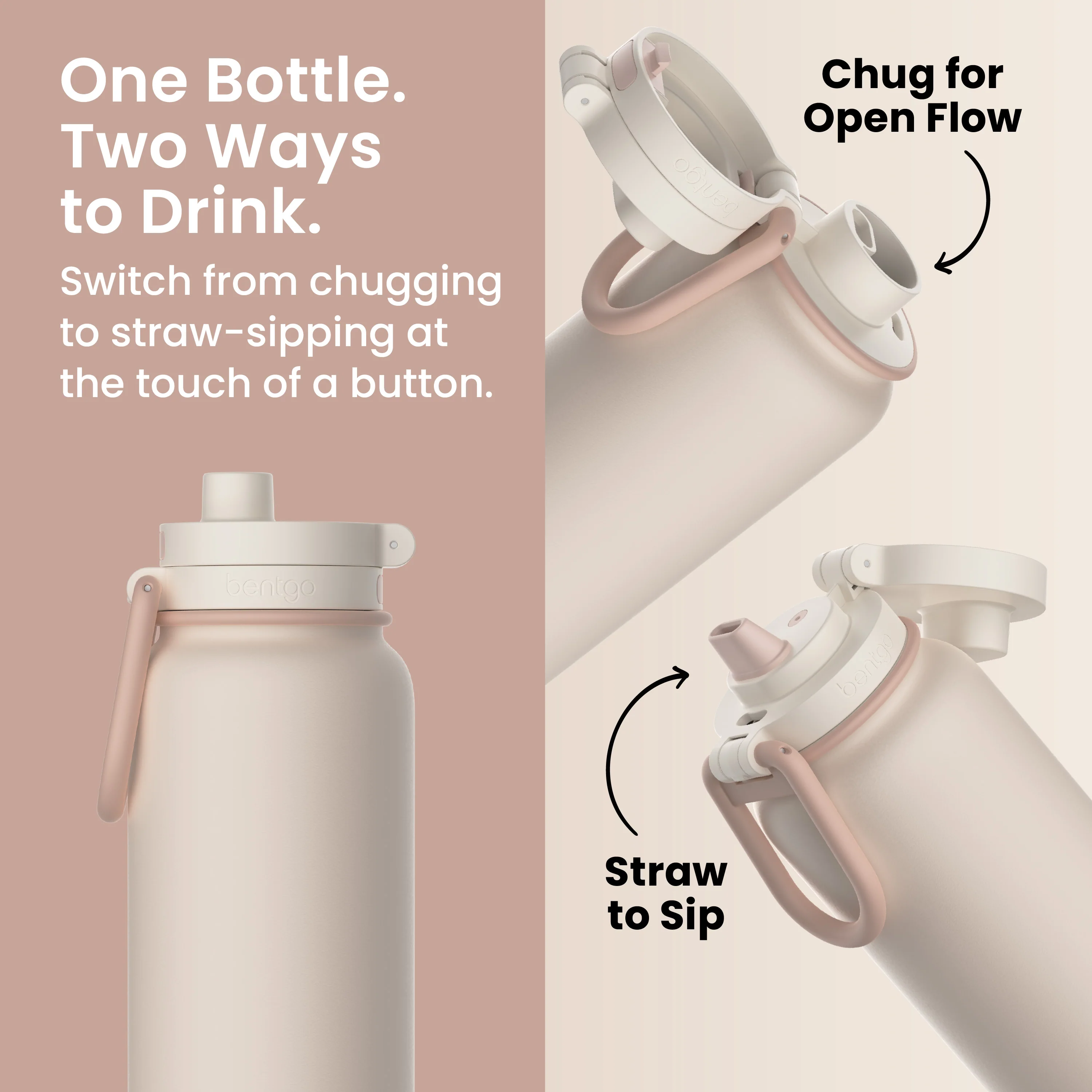Bentgo Flip 2-in-1 Water Bottle (24 fl oz) - Blushing - Image 34